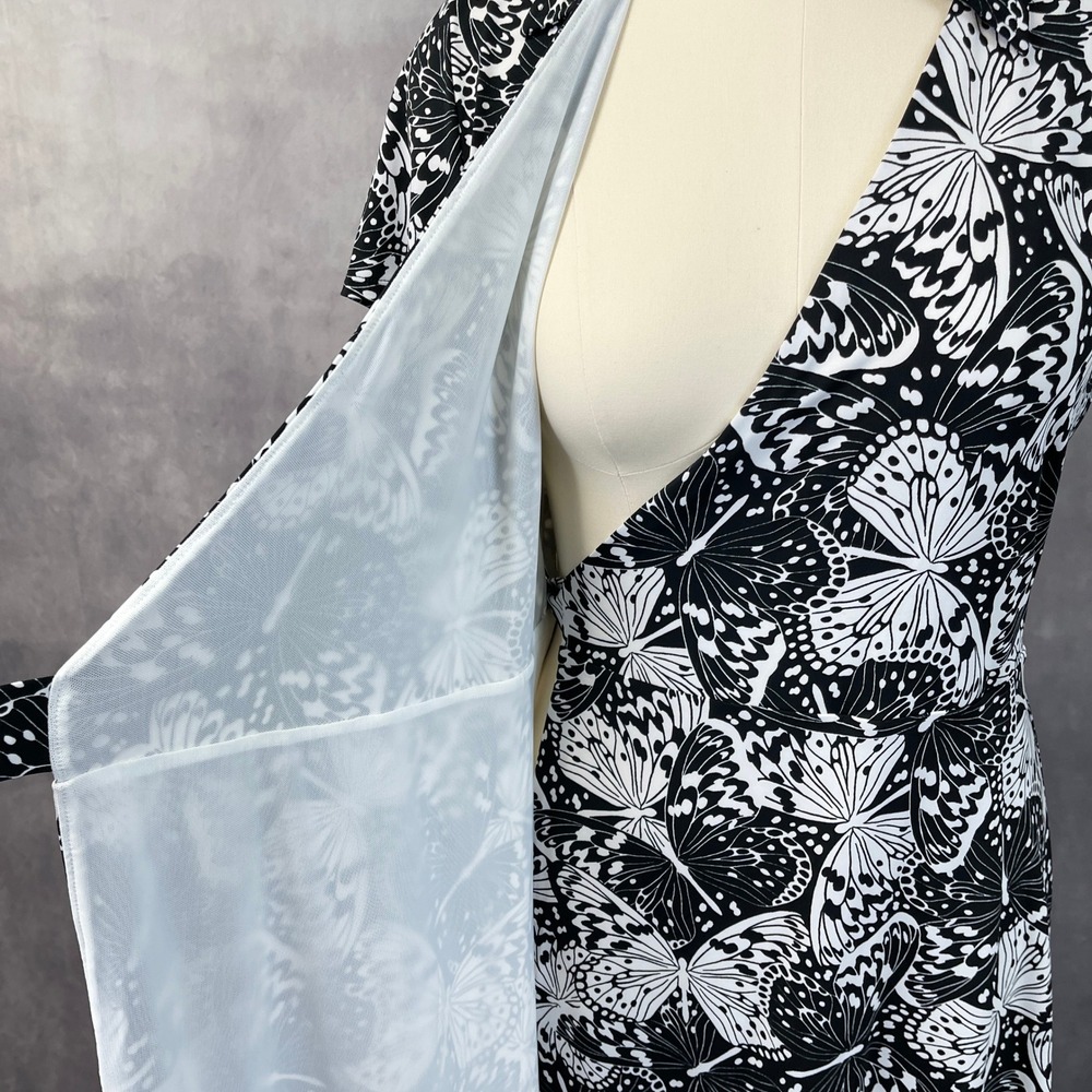 Brooks Brothers Butterfly Print Wrap Dress Womens Large Stretch Preppy Office - Picture 9 of 16